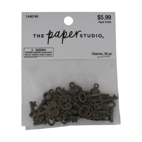 Antique Bronze Metal Charms, 30 Piece