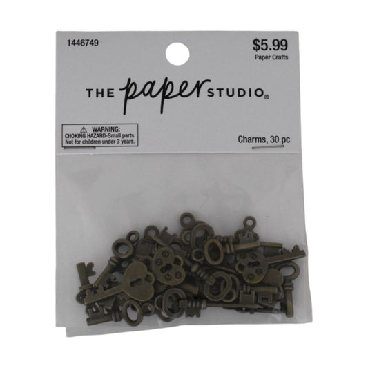 Antique Bronze Metal Charms, 30 Piece