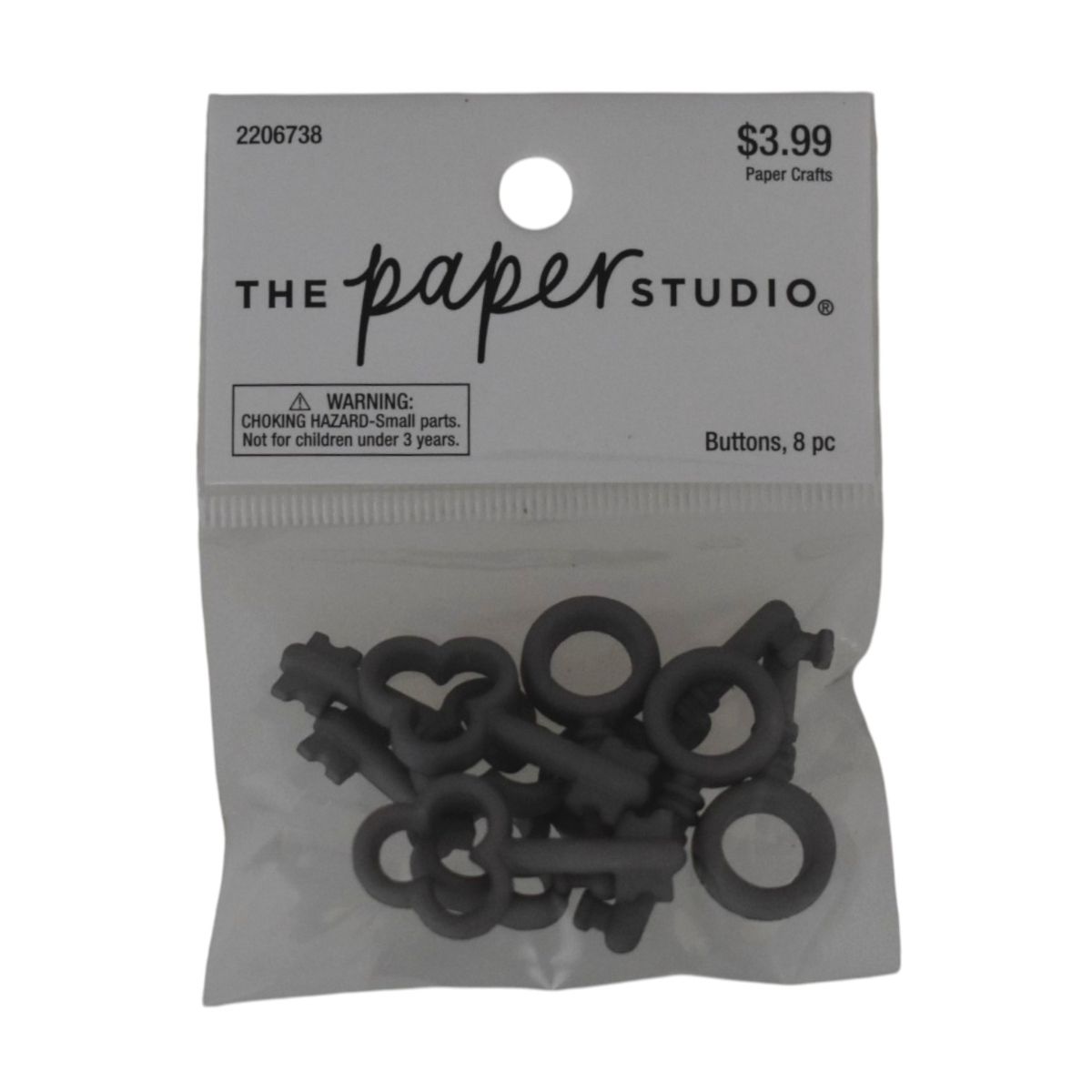 The Paper Studio Black Decorative Buttons, 8 Piece