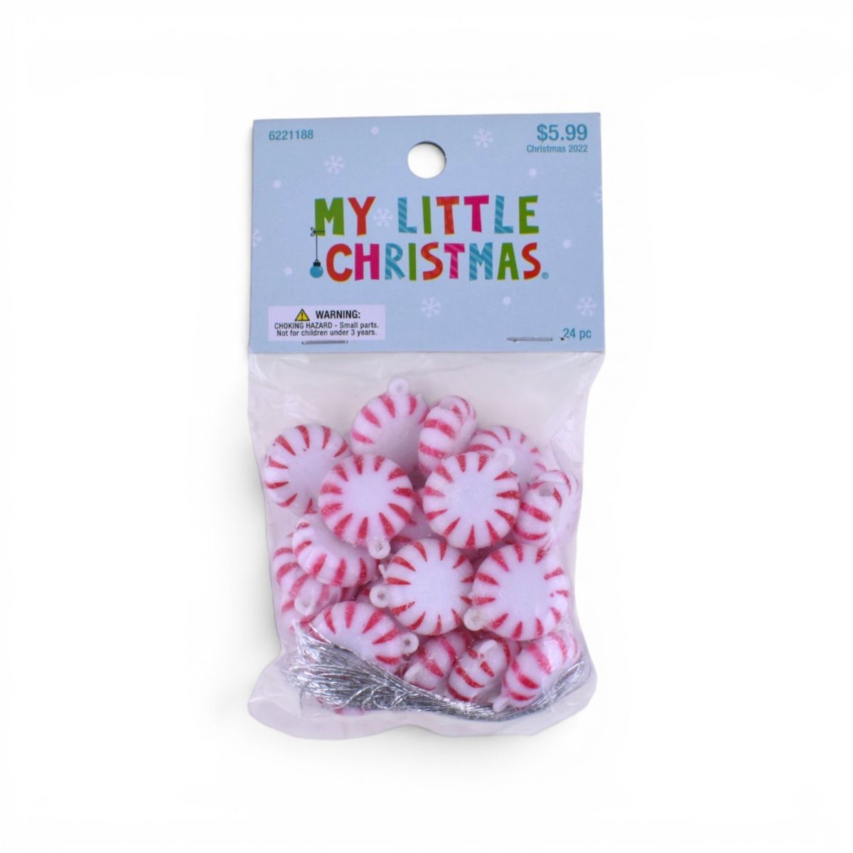 Mini Peppermint Candy Ornaments, 24 Count