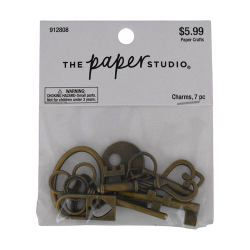 Antique Bronze Key Charms, 7 Piece