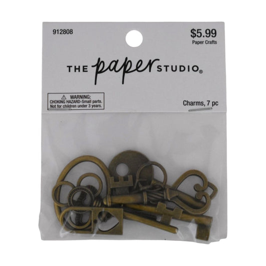 Antique Bronze Key Charms, 7 Piece