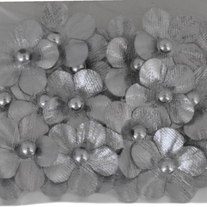 Studio His & Hers Silver Metallic Flowers, 24 Count