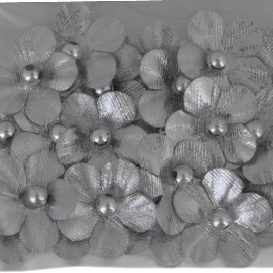 Studio His & Hers Silver Metallic Flowers, 24 Count