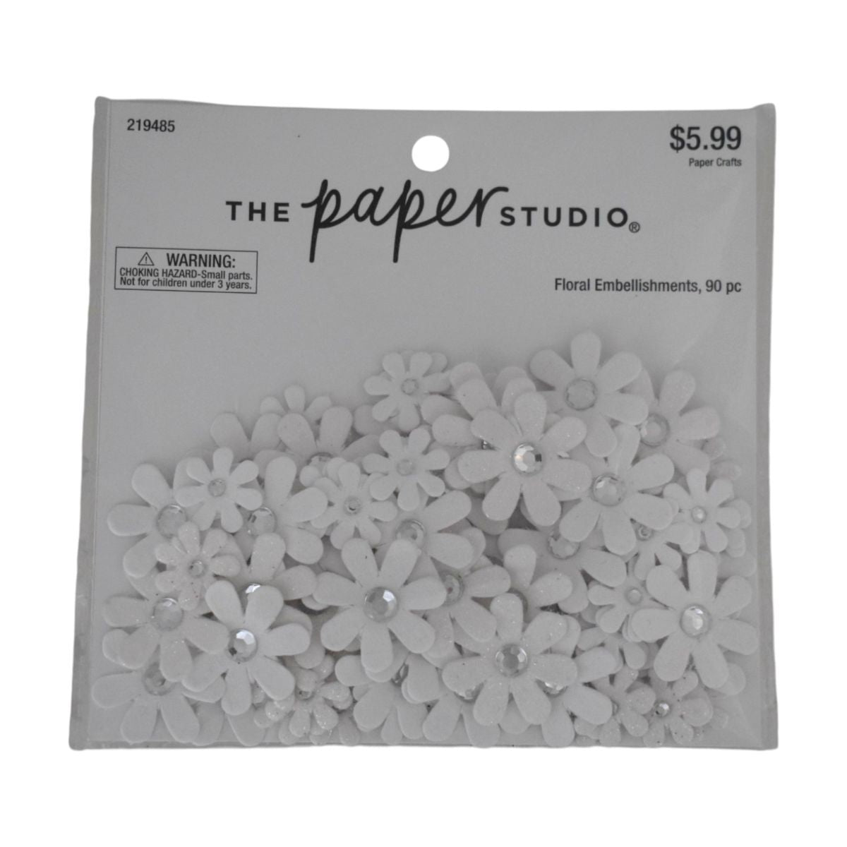The Paper Studio White Floral Embellishments, 90 Piece Set