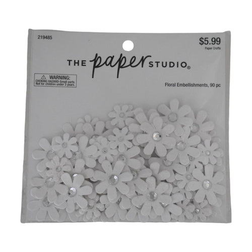 The Paper Studio White Floral Embellishments, 90 Piece Set