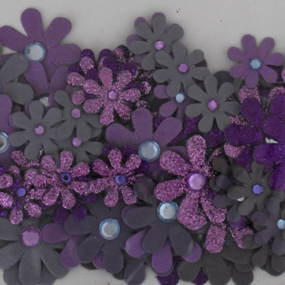 The Paper Studio Purple Floral Embellishments, 90 Piece