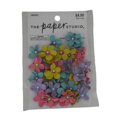 The Paper Studio Colorful Floral Paper Craft Flowers Multi-Pack, 40 Pieces