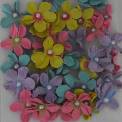 The Paper Studio Colorful Floral Paper Craft Flowers Multi-Pack, 40 Pieces