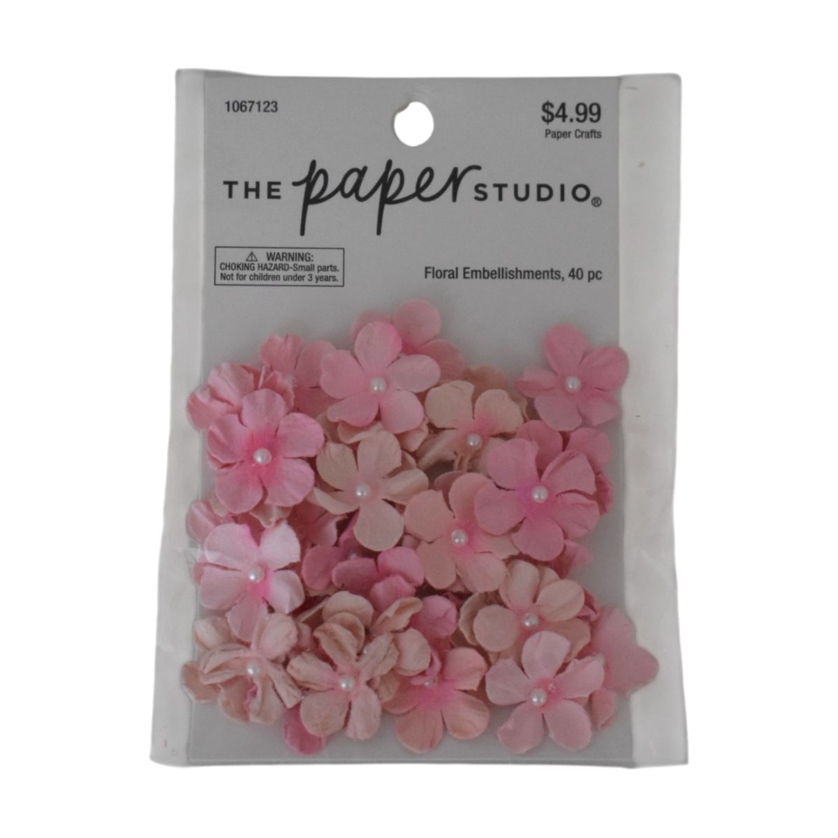 The Paper Studio Pink Floral Embellishments, 40 Piece Set