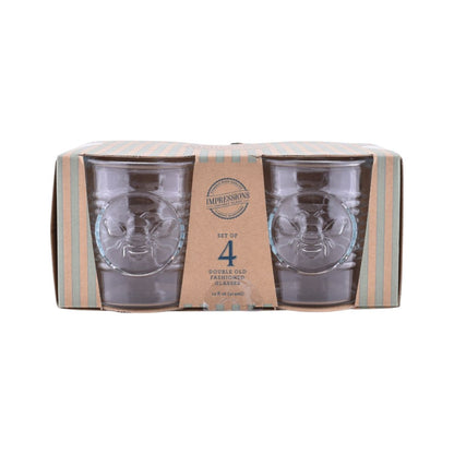 Double Old Fashioned Bee Glasses - Set of 4