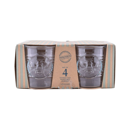 Double Old Fashioned Bee Glasses - Set of 4