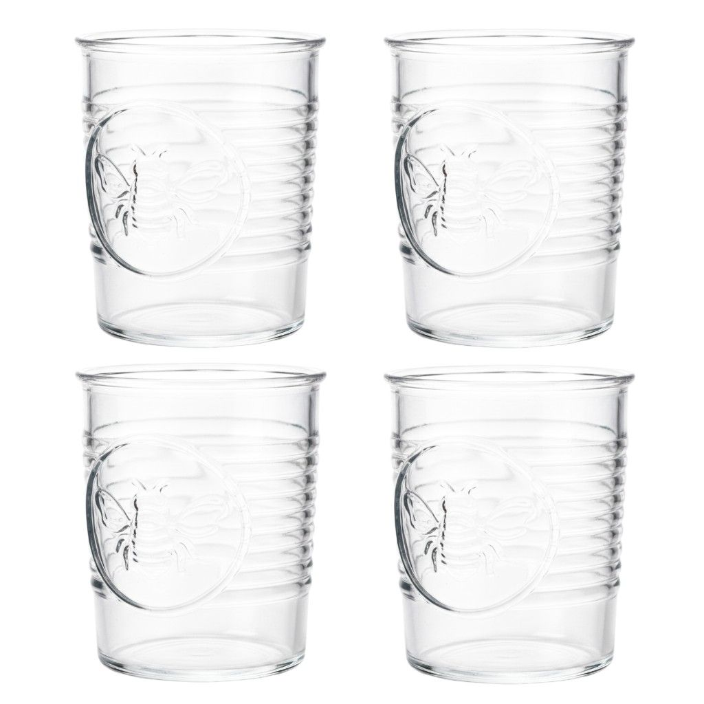 Double Old Fashioned Bee Glasses - Set of 4