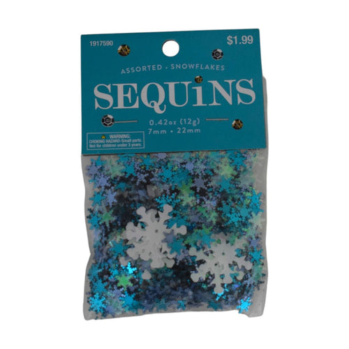 Assorted Snowflakes Sequins, Blue Mix, 0.42oz