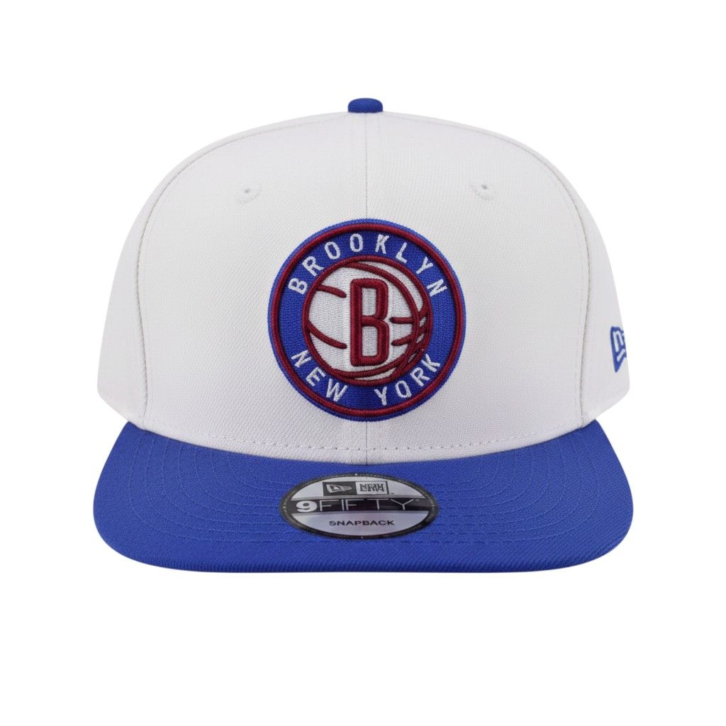 New Era Brooklyn Nets White Blue Snapback Hat
