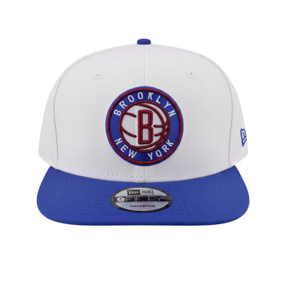 New Era Brooklyn Nets White Blue Snapback Hat