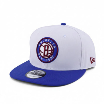 New Era Brooklyn Nets White Blue Snapback Hat