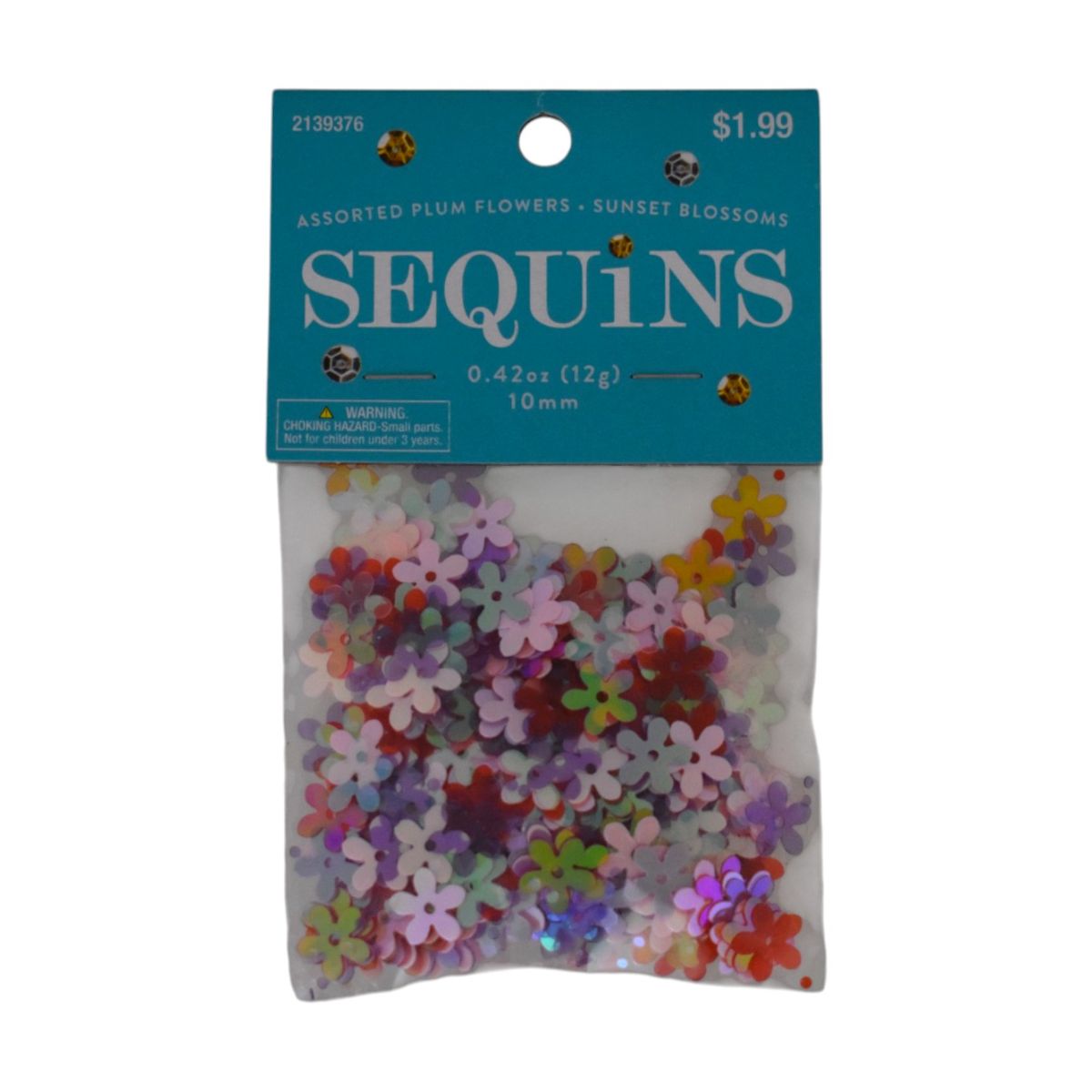 Sequins Assorted Plum Flowers Sunset Blossoms, 10mm, 0.42oz