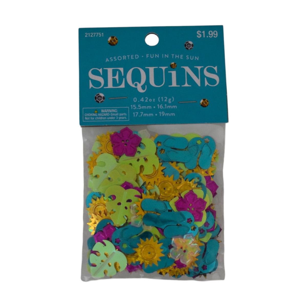 Assorted Fun in the Sun Sequins, Set of 34 Pieces