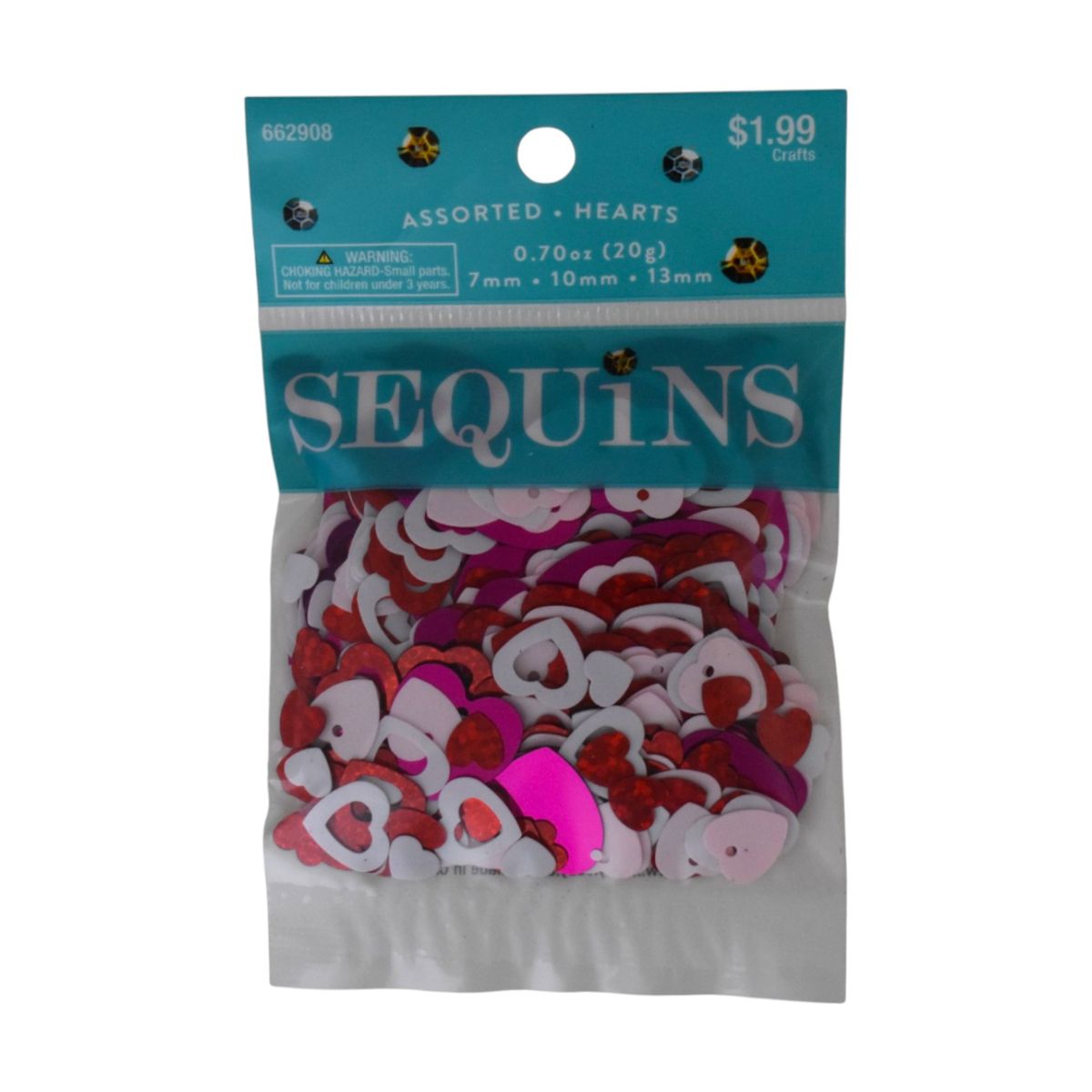 Sequins Assorted Hearts in Red and Pink