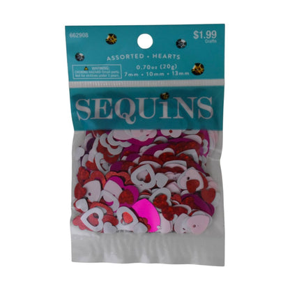 Sequins Assorted Hearts in Red and Pink