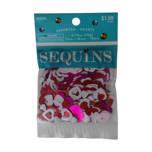 Sequins Assorted Hearts in Red and Pink