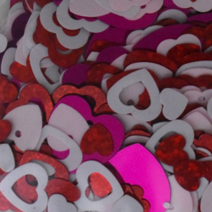 Sequins Assorted Hearts in Red and Pink
