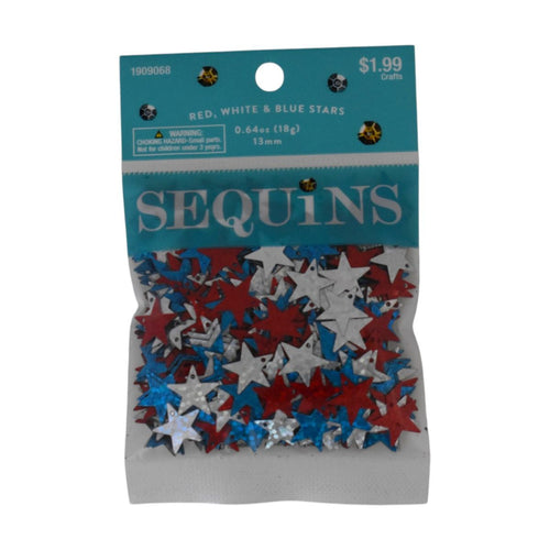 Red, White & Blue Stars Sequins, 0.64oz (18g)