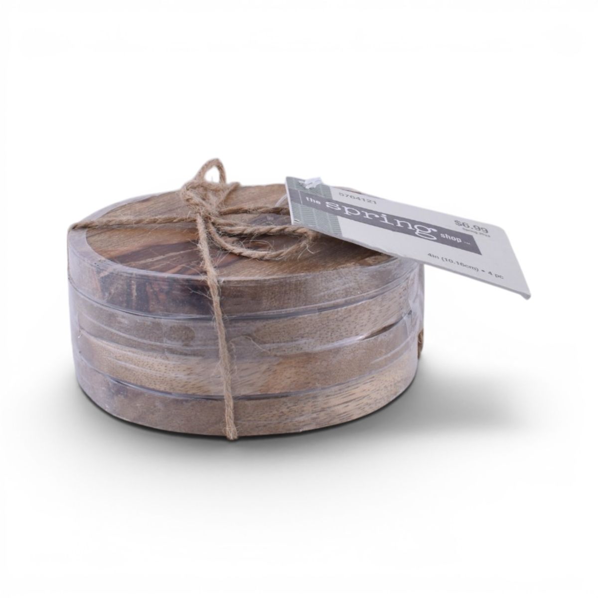Round Wood Grain Coasters, 4 Pack