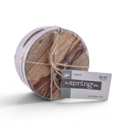 Round Wood Grain Coasters, 4 Pack