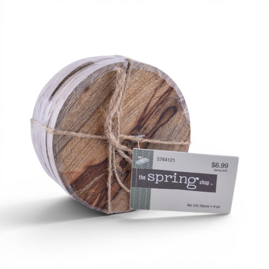 Round Wood Grain Coasters, 4 Pack