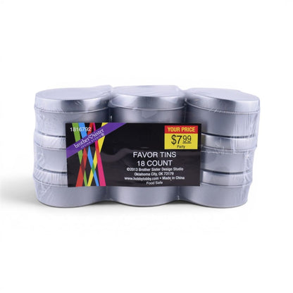 Silver Favor Tins, 18 Count