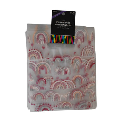 Rainbow Zipper Bags with Handles, 12 Count