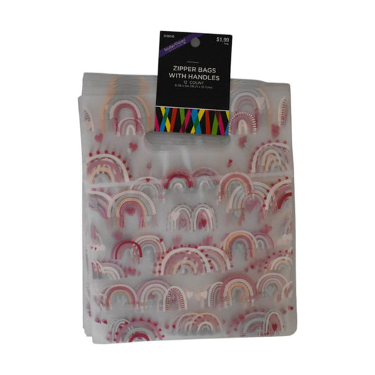 Rainbow Zipper Bags with Handles, 12 Count