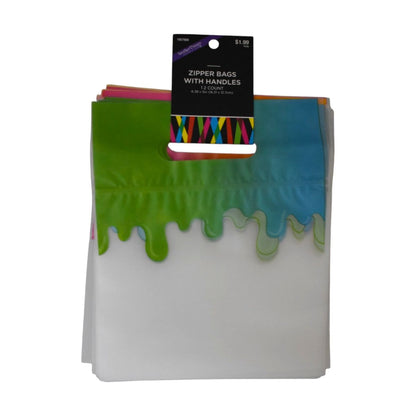 Paint Splash Zipper Bags With Handles, 12 Count
