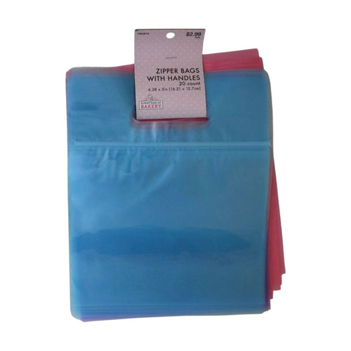 Blue, Pink, and Purple Zipper Bags With Handles, 20 Count