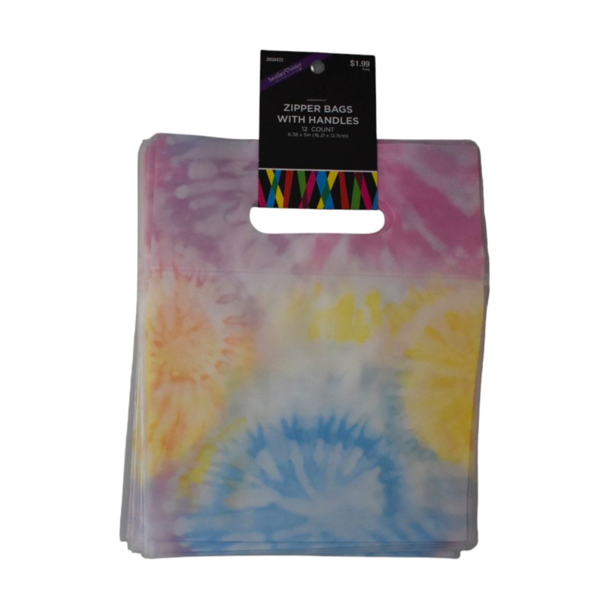Tie Dye Zipper Bags With Handles, 12 Count