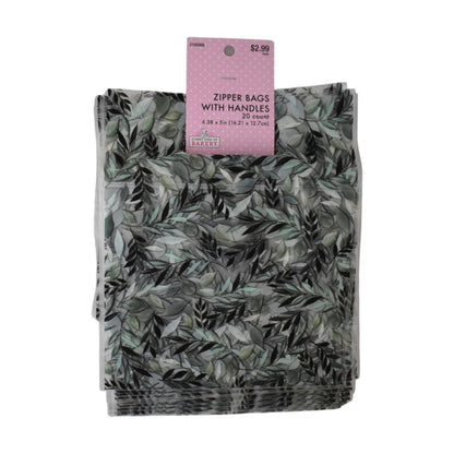 Leaf Print Zipper Bags with Handles, 20 Count