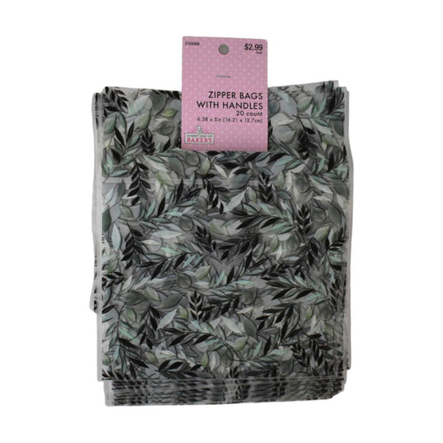 Leaf Print Zipper Bags with Handles, 20 Count