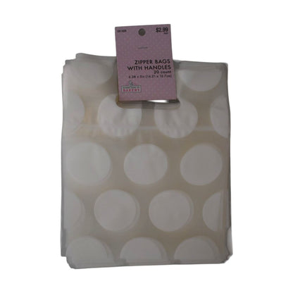 White Polka Dot Zipper Bags with Handles, 20 Count