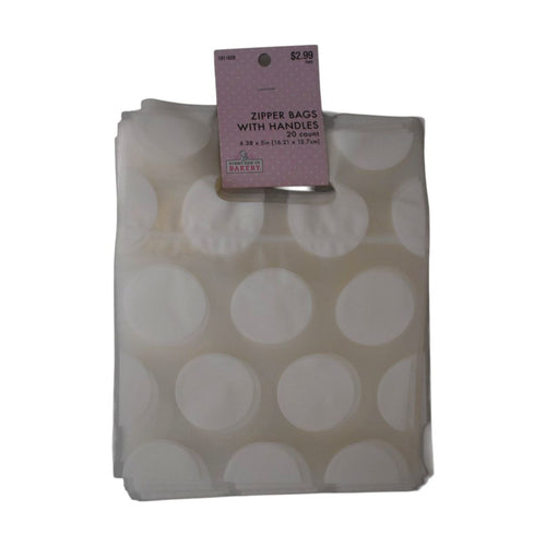 White Polka Dot Zipper Bags with Handles, 20 Count