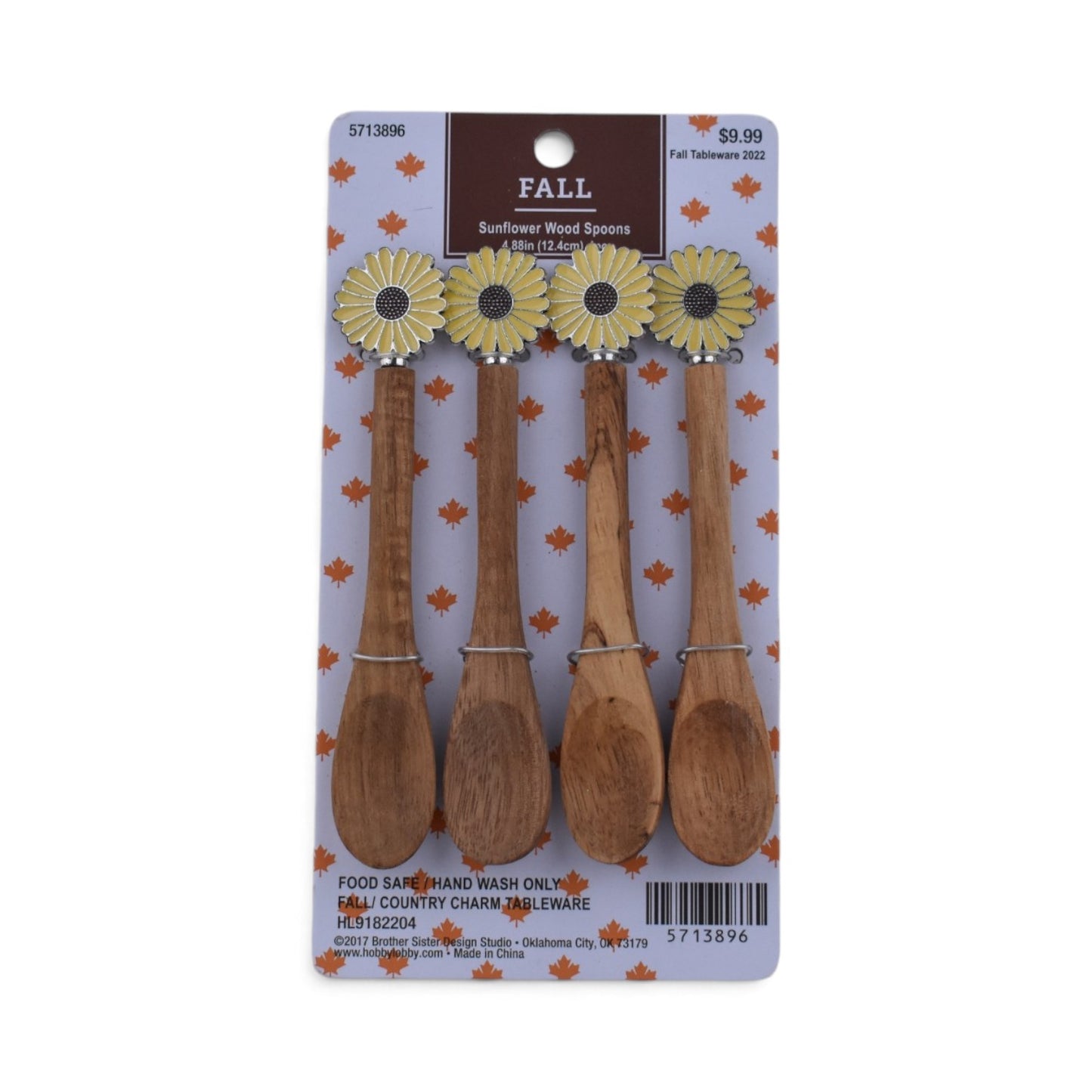 Fall Sunflower Wooden Spoons, Set of 4