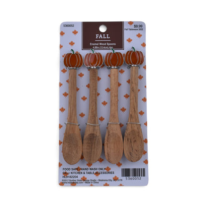 Fall Pumpkin Wooden Spoons, Set of 4