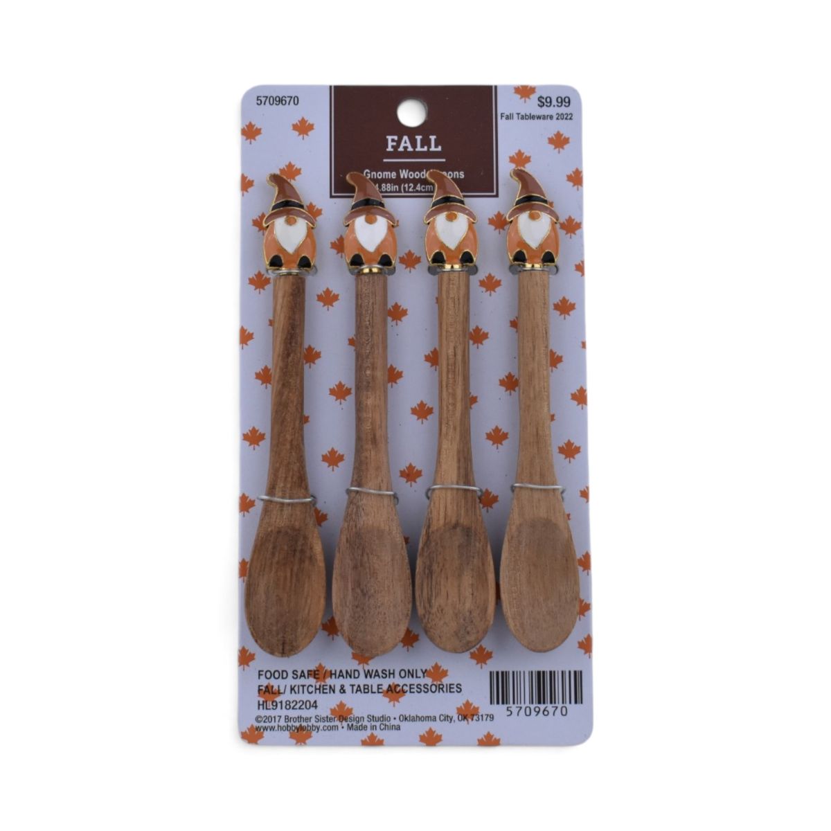 Fall Gnome Wooden Spoons, Set of 4