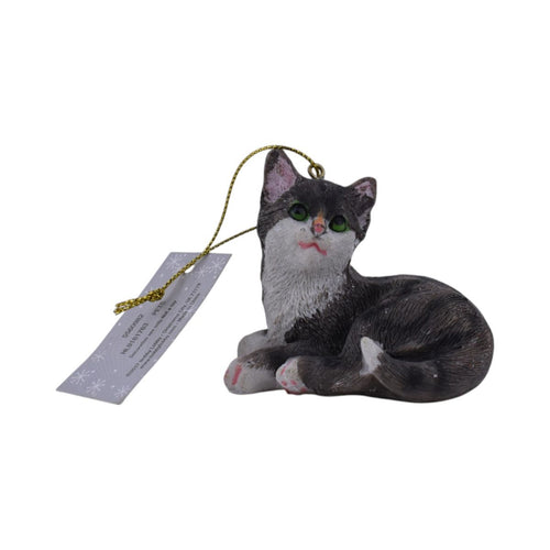Gray Tuxedo Kitten Christmas Ornament