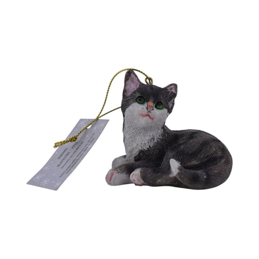 Gray Tuxedo Kitten Christmas Ornament