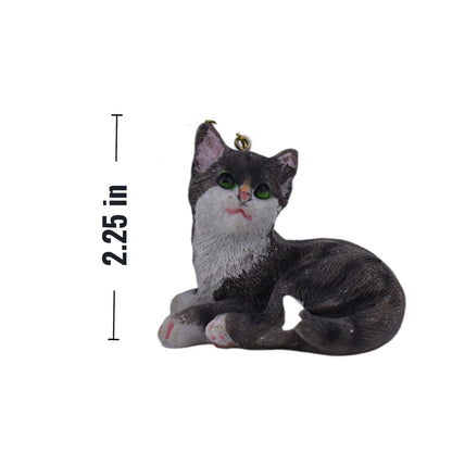 Gray Tuxedo Kitten Christmas Ornament