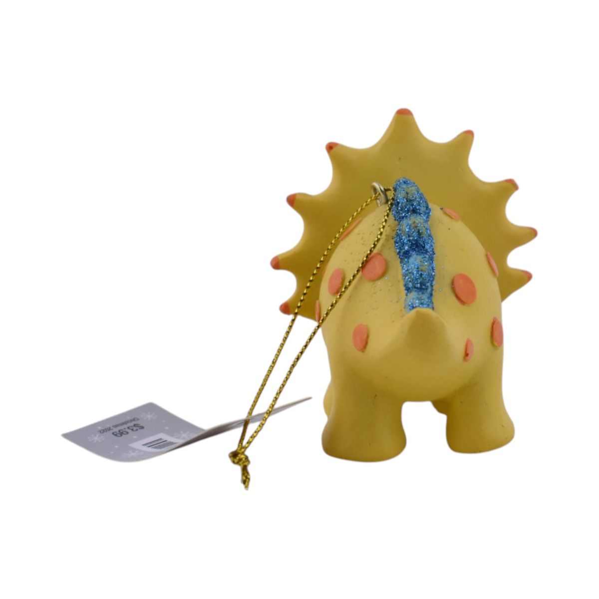 Yellow Triceratops Dinosaur Ornament