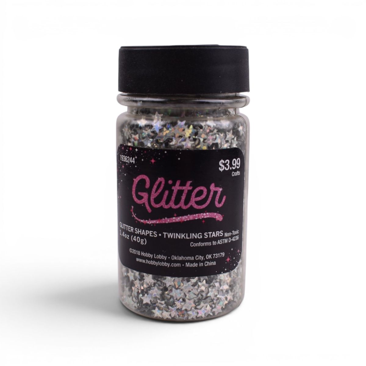 Twinkling Star Shapes Glitter Shaker, 1.4oz