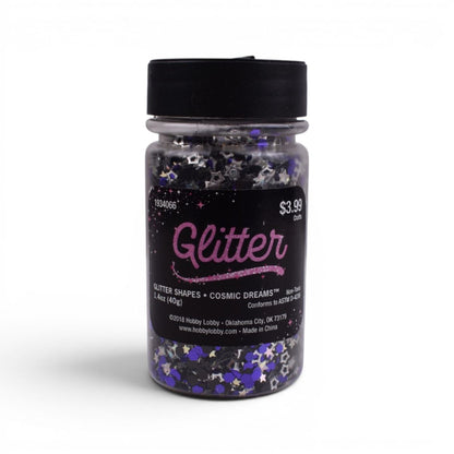 Cosmic Dreams Glitter Shapes in Purple and Silver, 1.4 oz Shaker